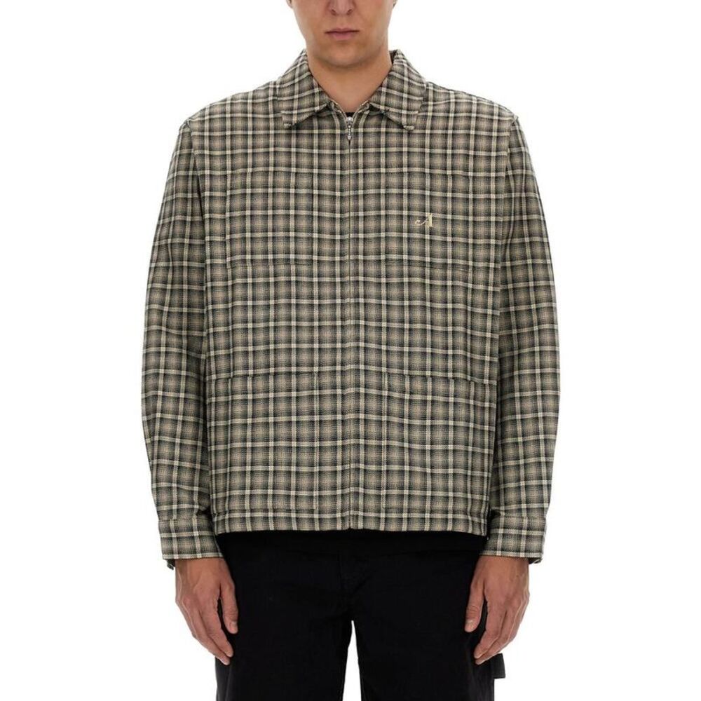 AWAKE NY Plaid Zip Jacket Men BROWN Outerwear